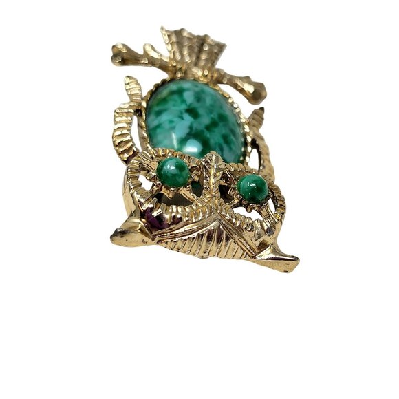 Lovely OWL Brooch Gerry's Vintage Pin Gold Plated Blue Faux Stones Jewelry 7711 - Picture 5 of 12